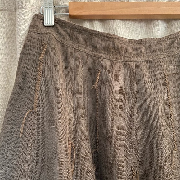 Jarbo Brown Boho Linen Midi Skirt - Picture 3 of 8